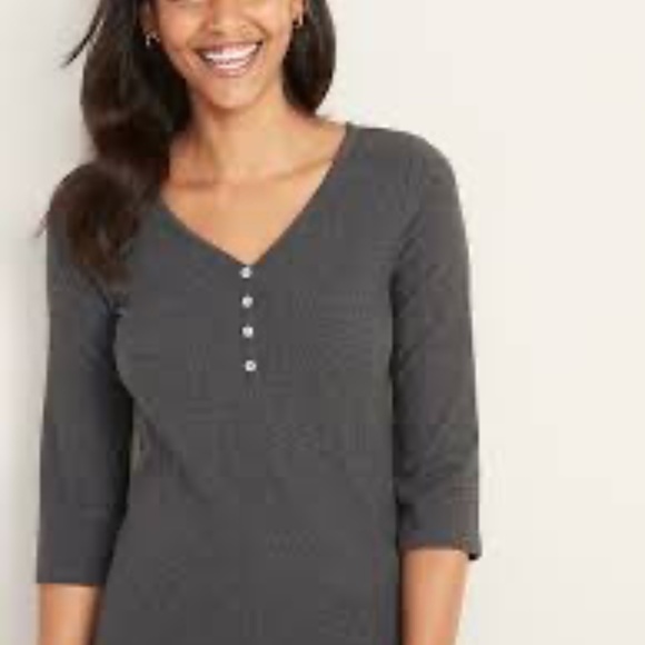 Two Size Small Women's Old Navy Slim-Fit Rib Knit Henley Tops - Picture 3 of 7